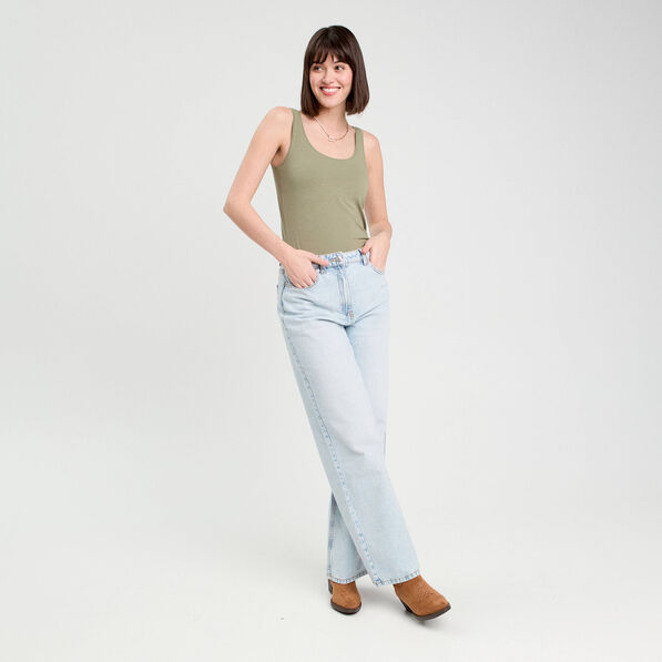 Débardeur bretelles larges vert kaki femme