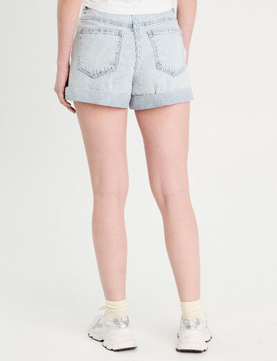 Short mom en jean bleu gris femme
