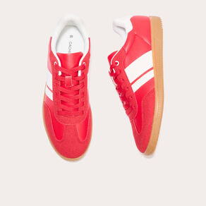 baskets basses a lacets rouge femme Baskets basses à lacets rouge femme