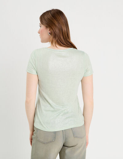 T-shirt manches courtes irisé vert clair femme