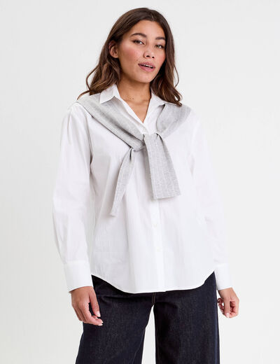 Chemise oversize manches longues blanc femme