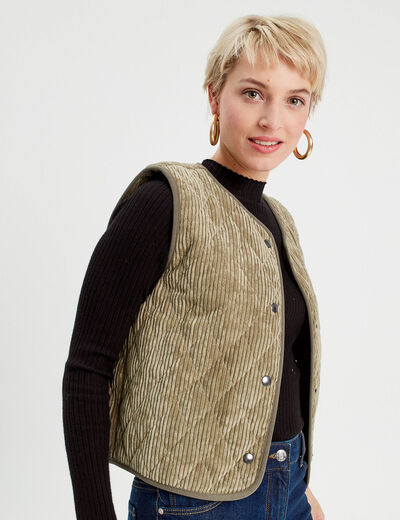 Gilet sans manches velours vert femme
