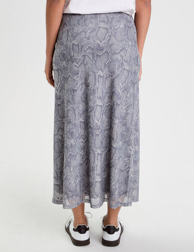 Jupe longue évasée bleu gris femme