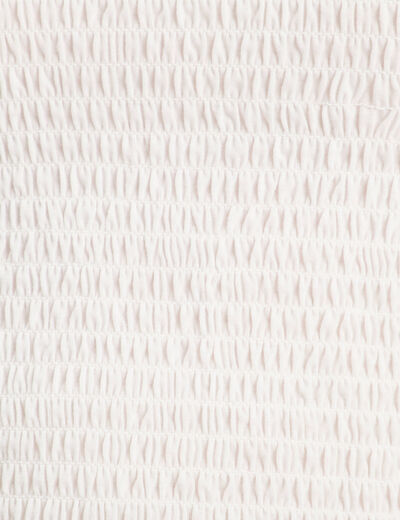 T-shirt smocké avec broderie blanc femme