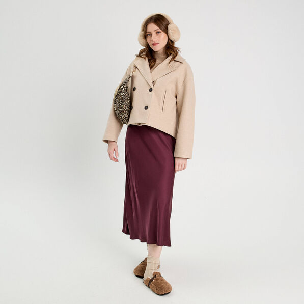 Caban court boutonné beige femme