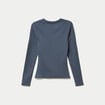 T-shirt cintr&eacute; col rond manches longues gris femme