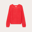 Pull avec boutons épaules rouge femme