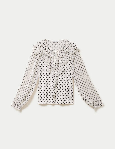 Blouse droite voile manches longues blanc femme