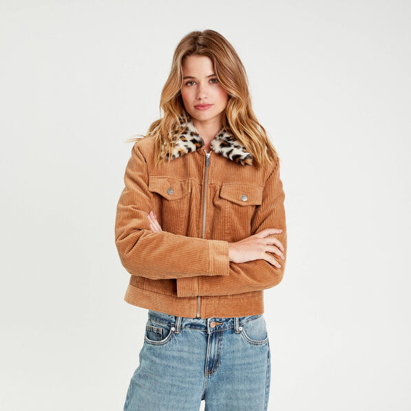 veste velours col amovible camel femme Veste velours col amovible camel femme
