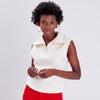 Pull debardeur avec col zippe ecru femme