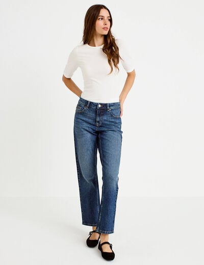Jean droit taille standard bleu femme