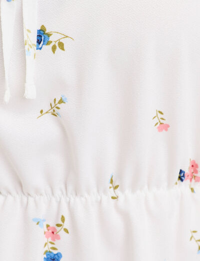 Blouse col V manches courtes blanc femme