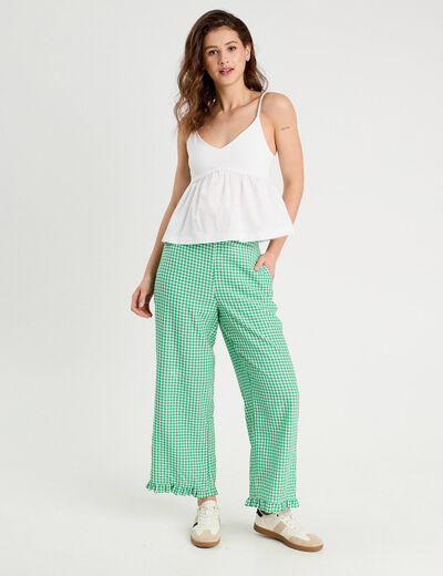 Pantalon large 7/8ème vert émeraude femme