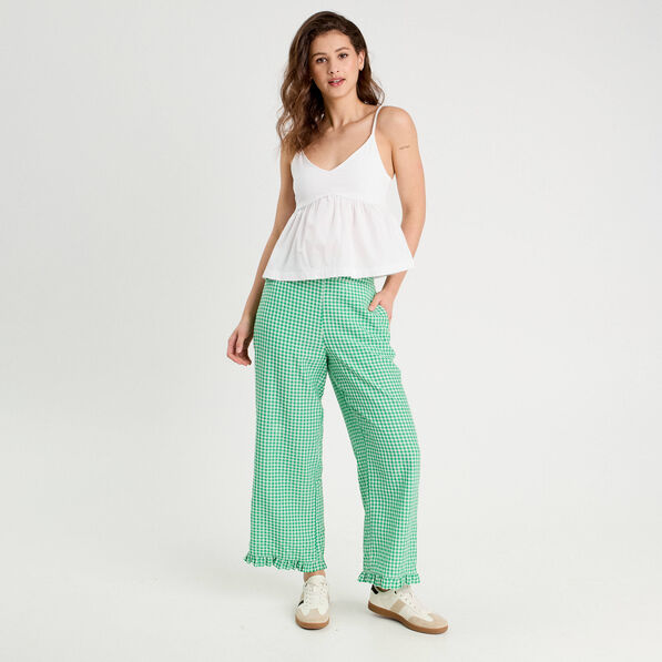 Pantalon large 7/8ème vert émeraude femme