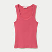 D&eacute;bardeur c&ocirc;tel&eacute; col rond rose framboise femme