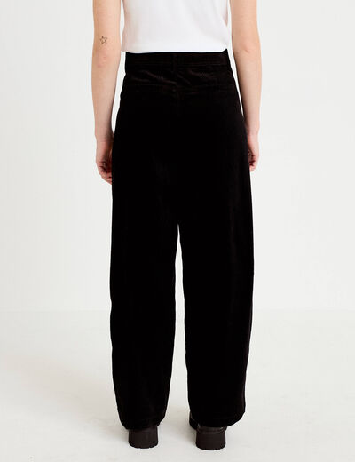 Pantalon chino en velours noir femme