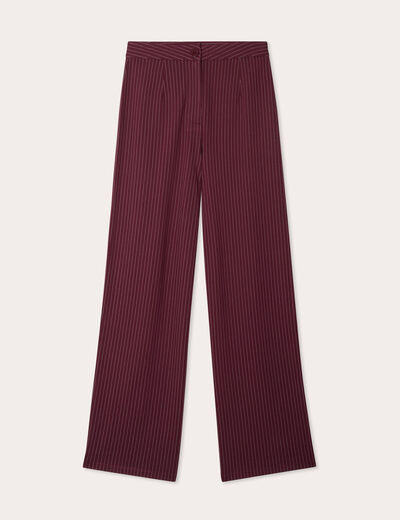 Pantalon jambe large bordeaux femme