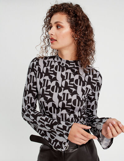 T-shirt manches pagodes gris femme