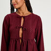 Blouse broderie anglaise violet foncé femme
