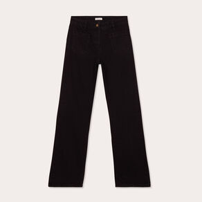 Jeans flare poches plaquées denim noir femme