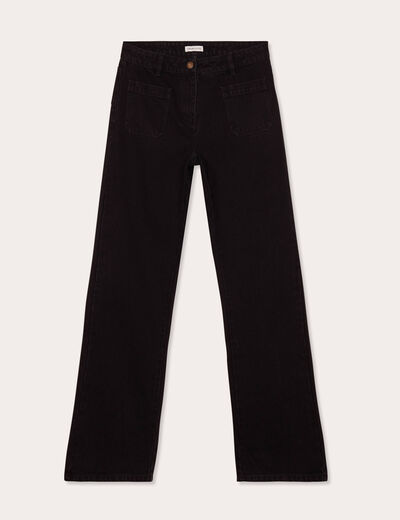 Jeans flare poches plaquées denim noir femme