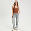 Débardeur effet crochet marron femme