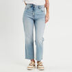 Jeans droit taille haute denim double stone femme