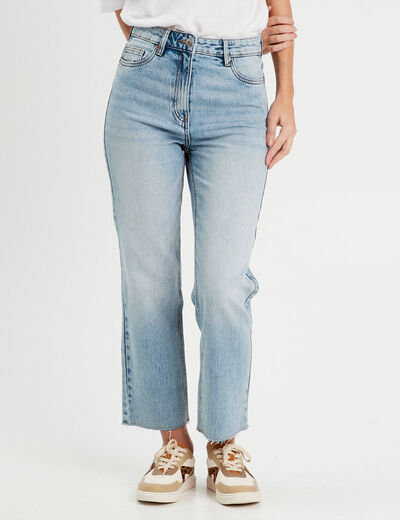 Jeans droit taille haute denim double stone femme