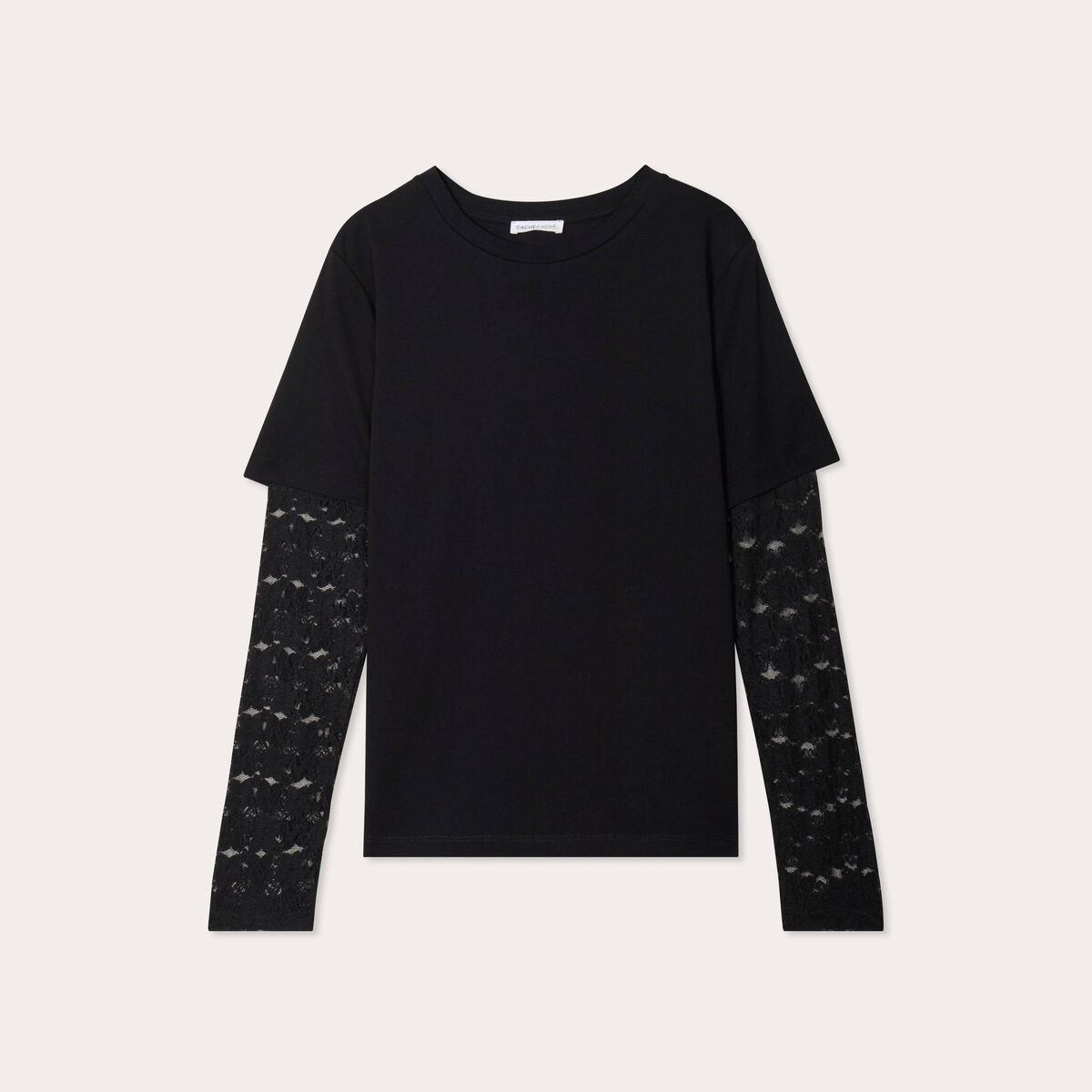 T-shirt oversize 2-en-1 noir femme