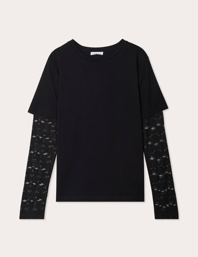 T-shirt oversize 2-en-1 noir femme