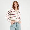 Pull avec petit noeud rouge foncé femme