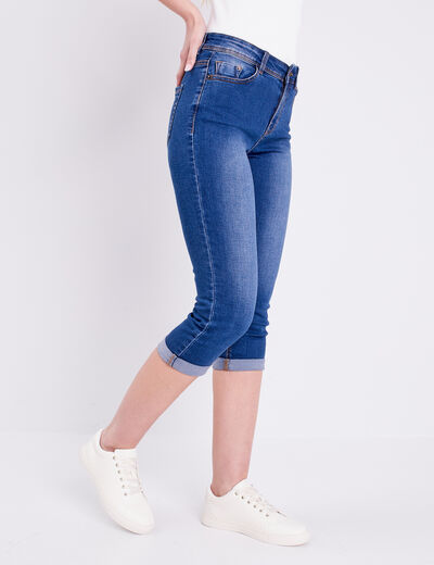 Pantacourt denim stone femme