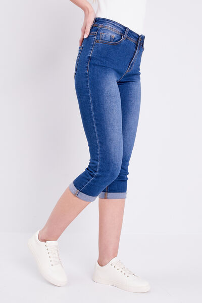 Pantacourt denim stone femme
