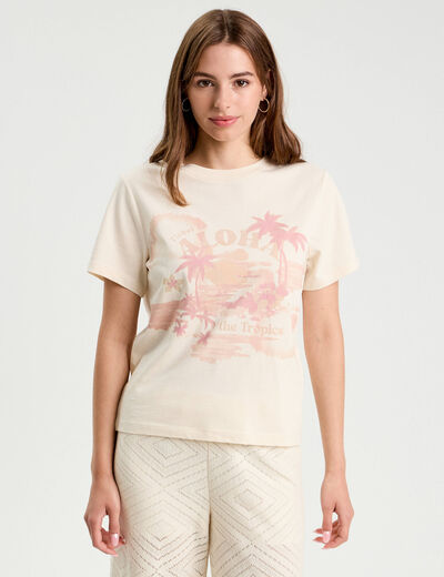 T-shirt manches courtes ecru femme