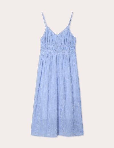Robe midi évasée bretelles bleu clair femme