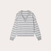 Pull manches longues col polo gris clair femme
