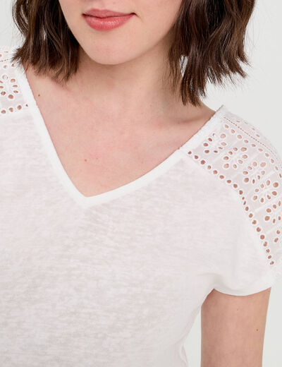 T-shirt manches courtes blanc femme