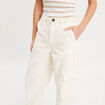 Pantalon large cargo ecru femme
