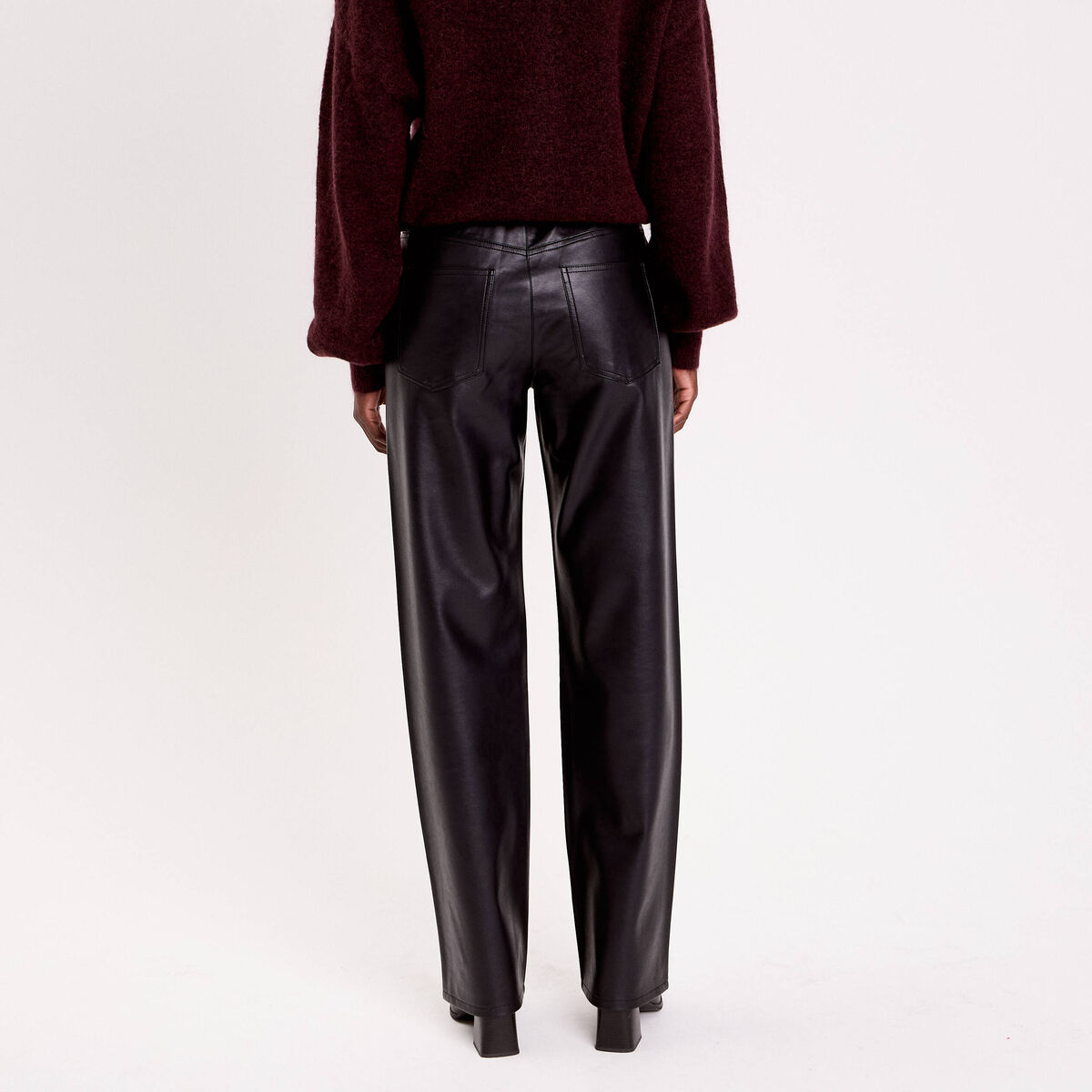 Pantalon droit similicuir noir femme