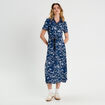 Robe chemise longue ceinturée bleu marine femme