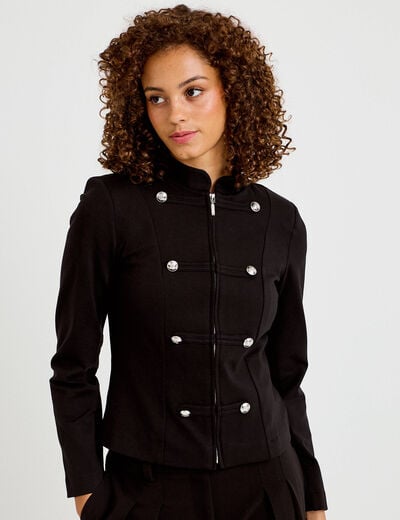 Veste ajust&eacute;e manches longues noir femme