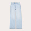 Jeans wide leg taille haute denim bleach femme