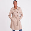 Trench long cintré suédine beige femme