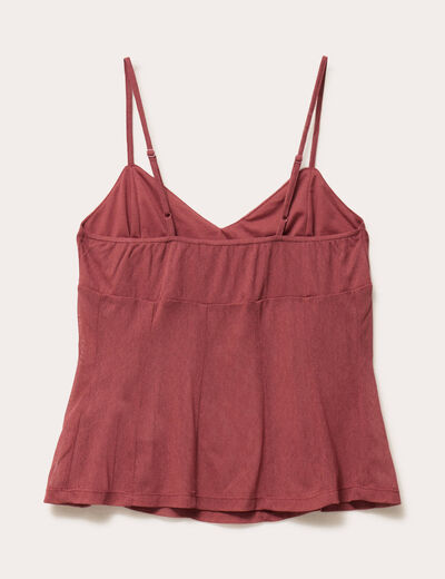 débardeur ajusté court col v vieux rose femme
