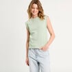 T-shirt col rond sans manches vert pastel femme