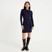 Robe pull ajust&eacute;e manches longues bleu marine femme
