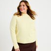 Pull col montant manches longues jaune clair femme