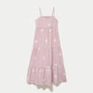 Robe longue &eacute;vas&eacute;e &agrave; fines bretelles rouge femme