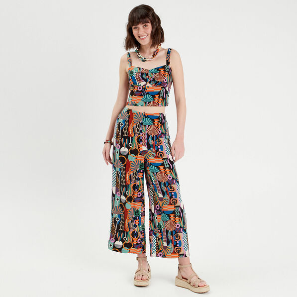 Bustier cropped bretelles noir femme