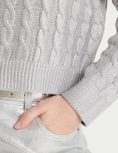 Pull manches longues gris argent femme